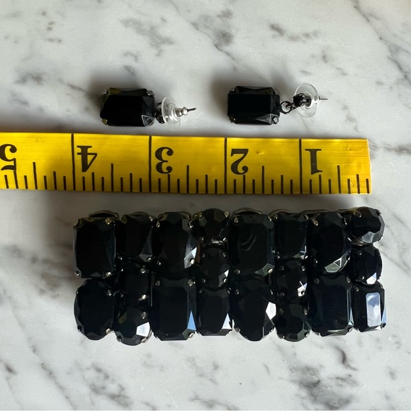 ✨Free with purchase✨Jet black faceted stone set - bracelet and earnings - Picture 7 of 7